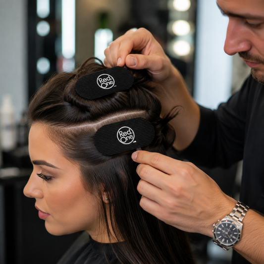 Stylist using RedOne black hair grips to hold clean hair sections