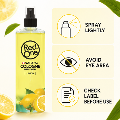 RedOne Lemon Cologne spray use and care: spray lightly, avoid eyes and check the label