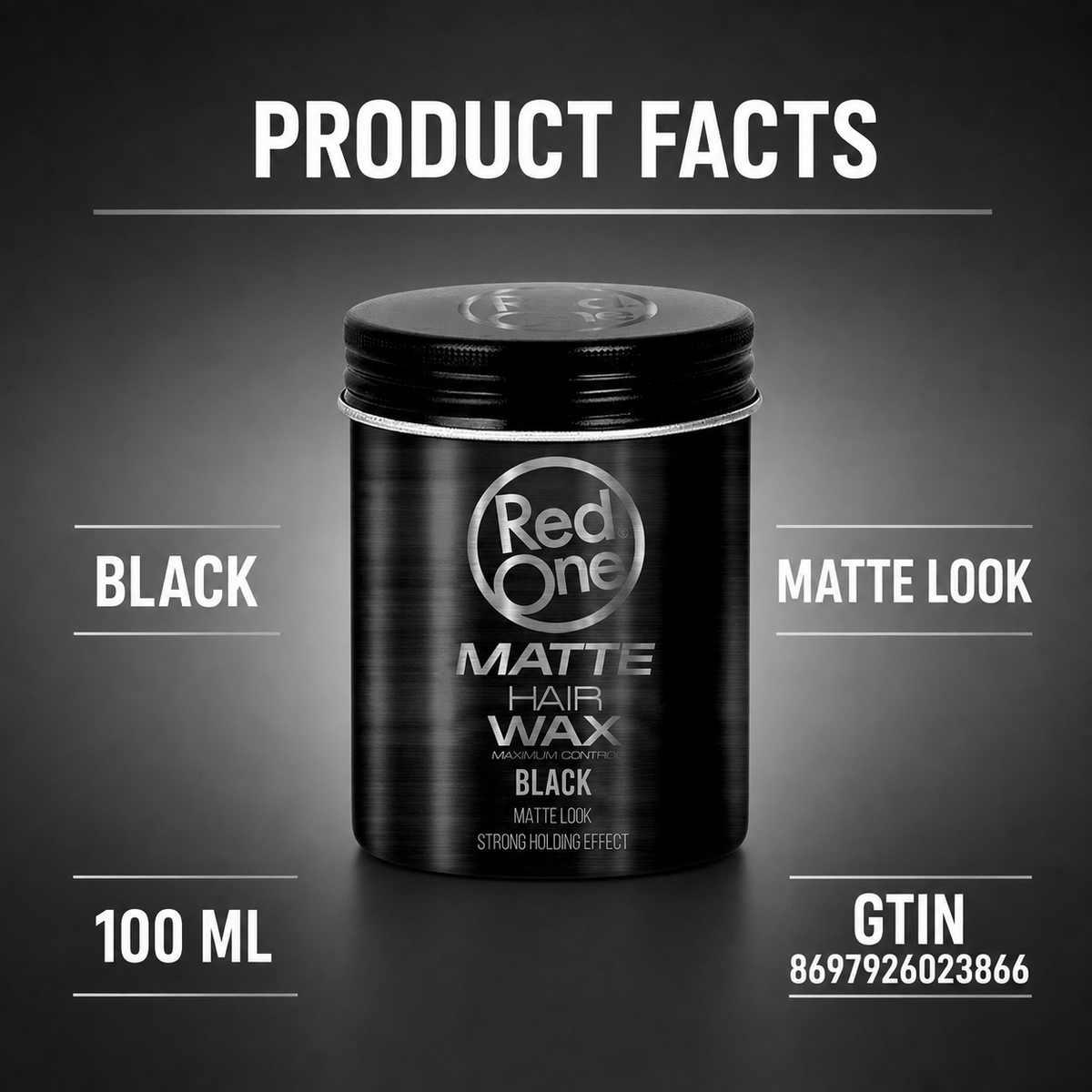 RedOne Matte Hair Wax Black 100ml product facts and GTIN