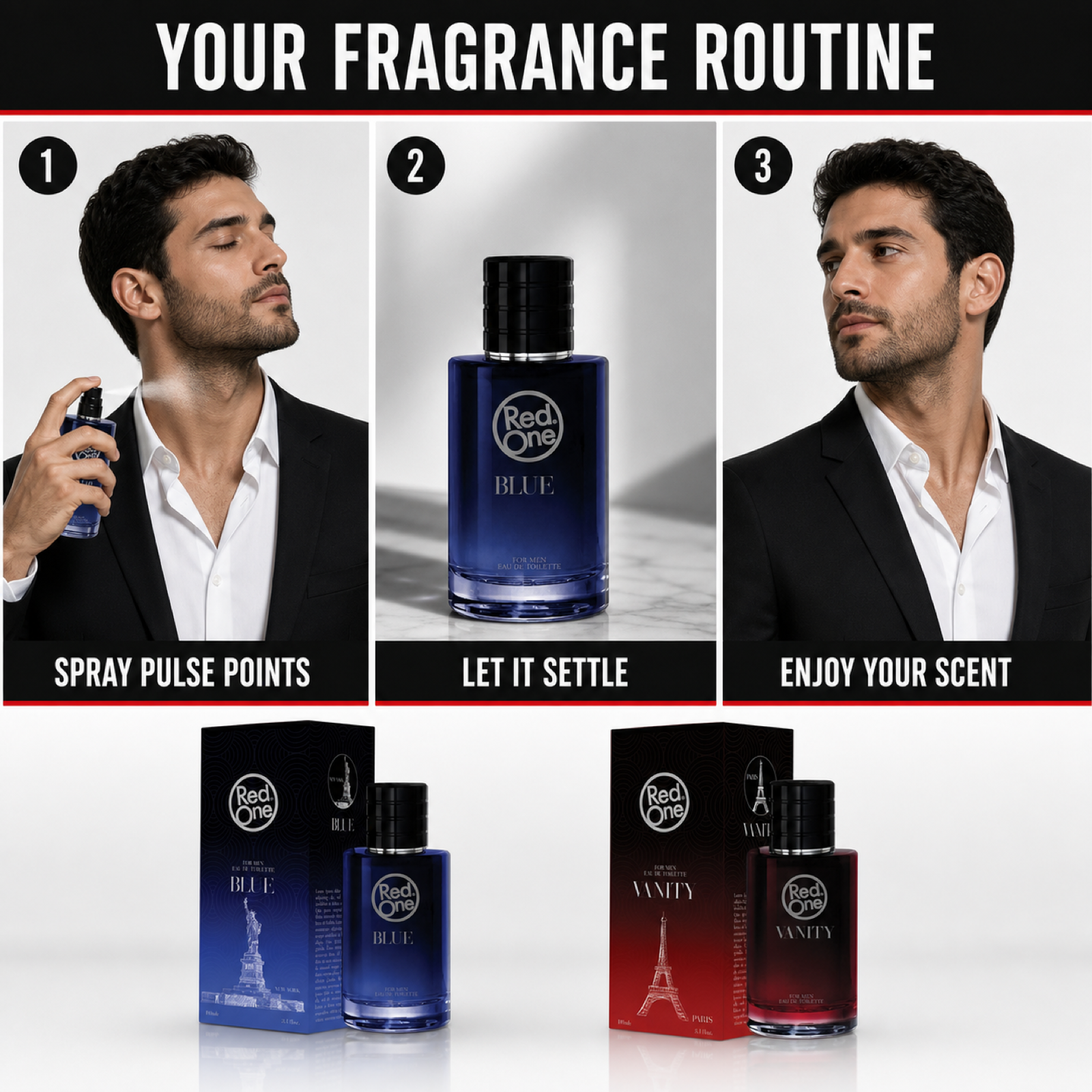 How to choose and apply RedOne Blue or Vanity perfume
