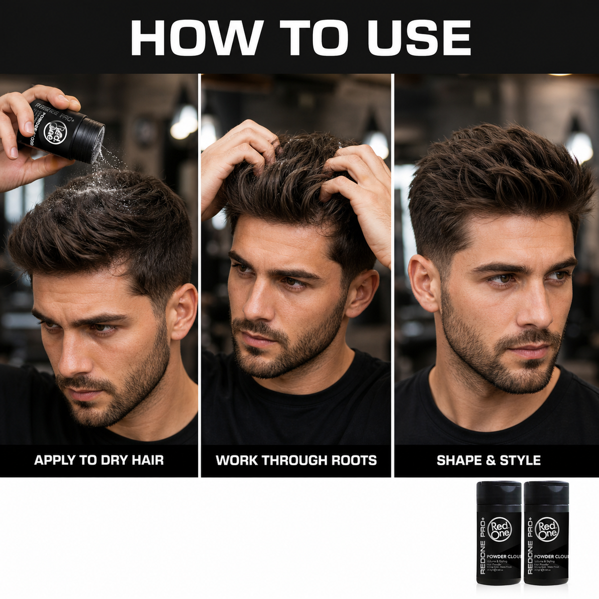 How to use RedOne Powder Wax Cloud on dry hair – 2 pack
