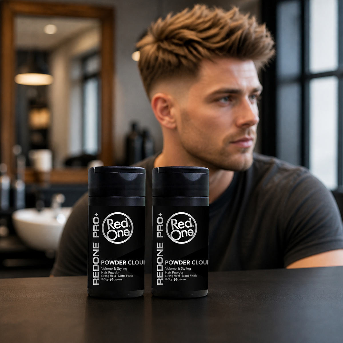 RedOne Powder Wax Cloud 20g 2 pack with matte textured hairstyle