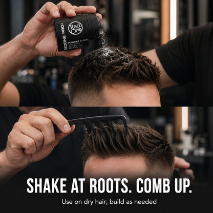 How to use RedOne Powder Wax at dry roots and lift hair with the volumizing comb