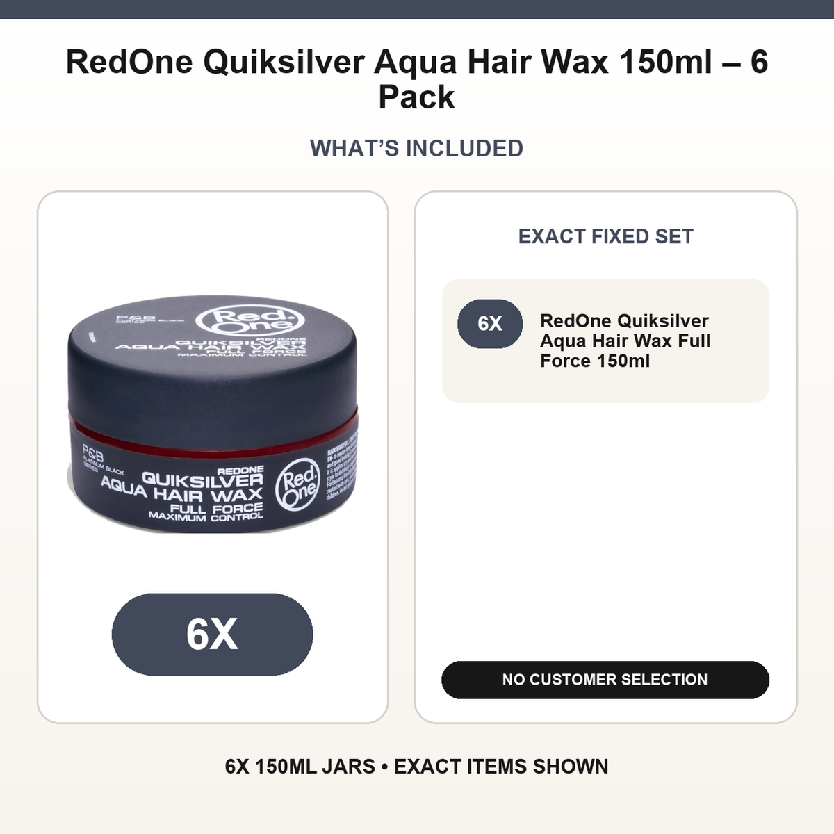 Contents of the fixed RedOne Quiksilver Aqua Hair Wax 150ml six-pack