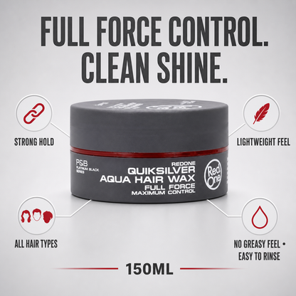 RedOne Quiksilver Aqua Hair Wax 150ml product facts and easy rinse-off