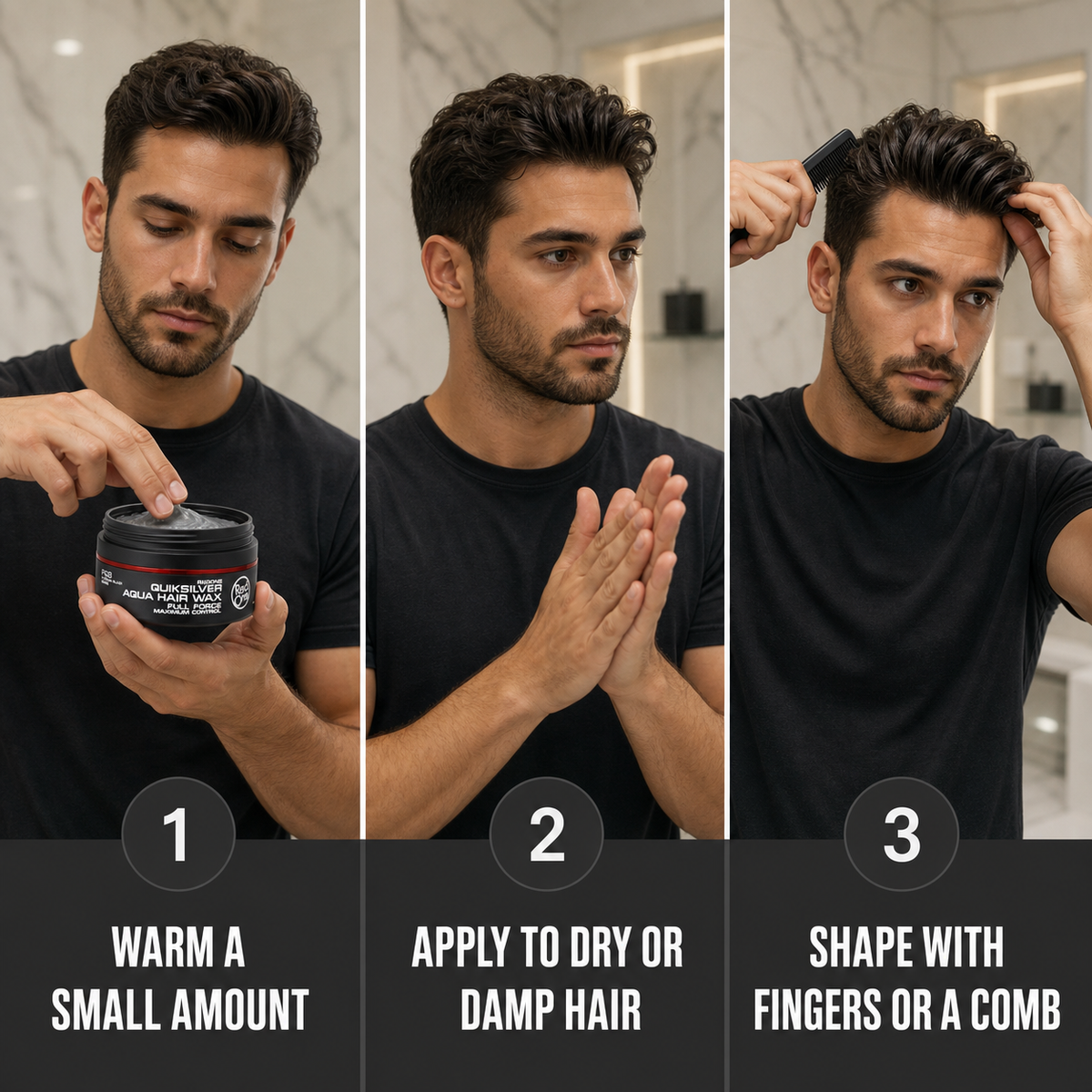 How to use RedOne Quiksilver Aqua Hair Wax 150ml in three steps