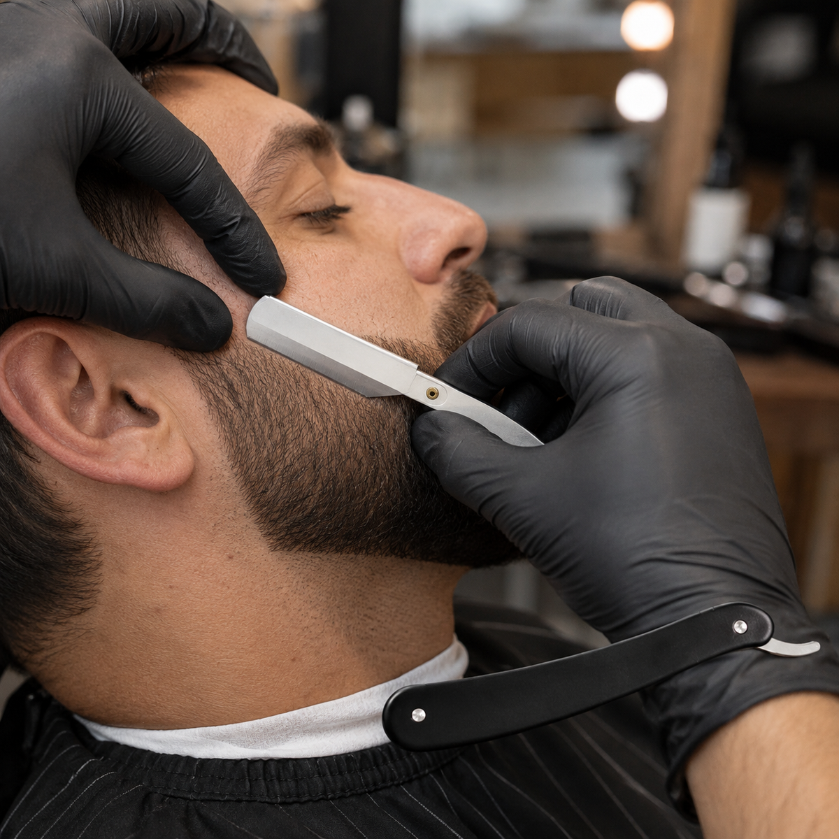 RedOne Razor Cap Black used by a professional barber