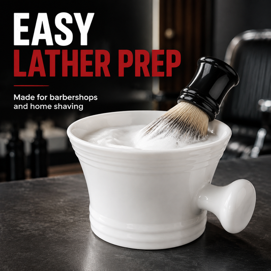 RedOne white shaving bowl benefit graphic for easy lather preparation