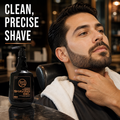 Clean precise beard-line shave using RedOne Amber Shaving Gel 1000ml