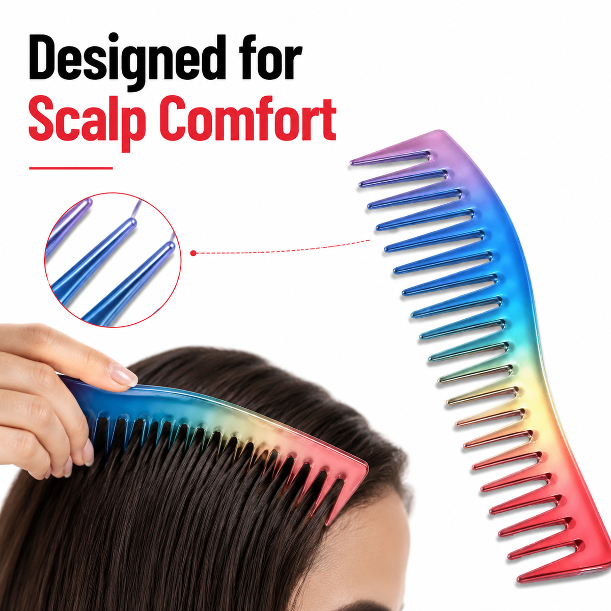 RedOne Styling Wide Comb Rainbow - Designed for Scalp Comfort