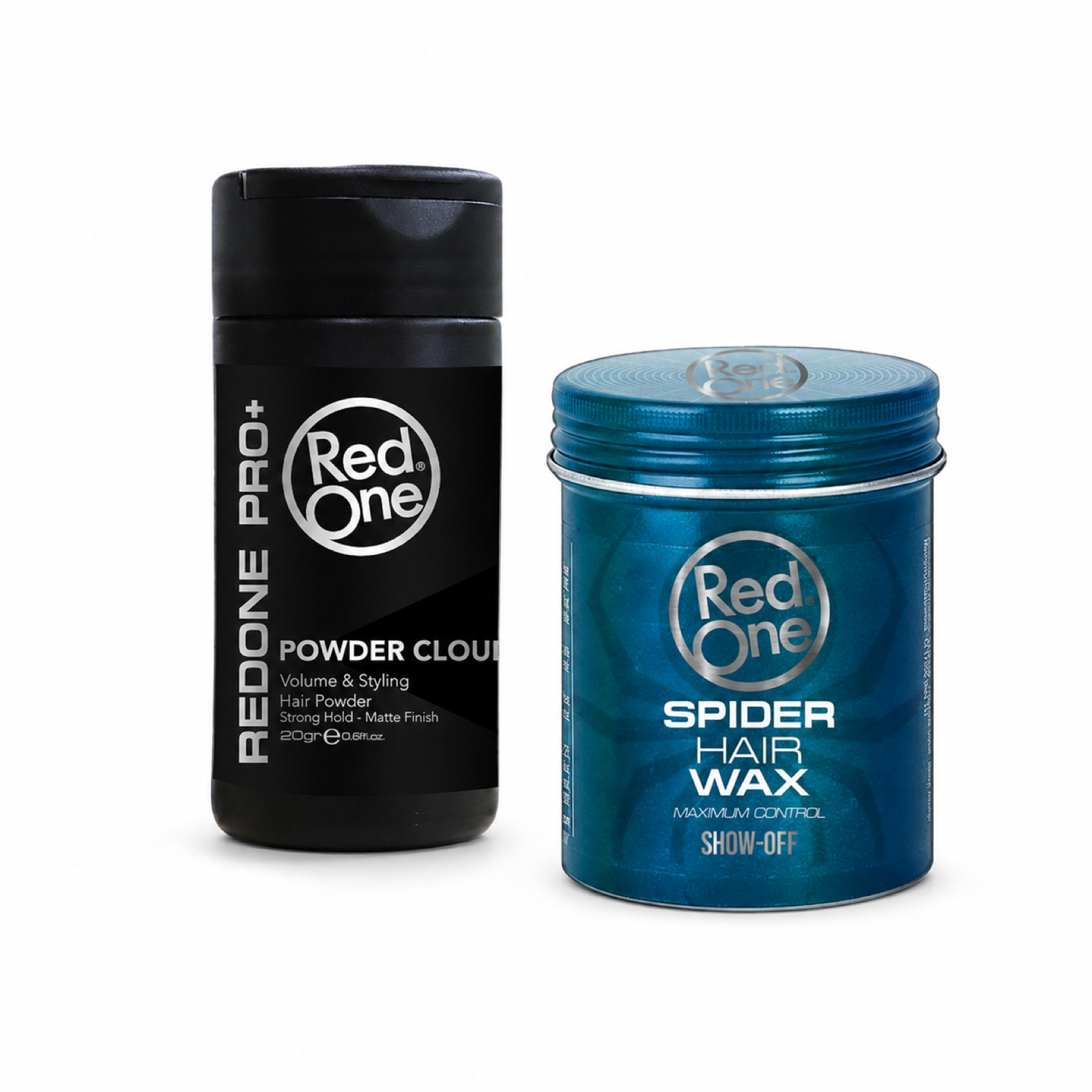 RedOne Powder Wax Cloud and Spider Hair Wax styling duo on white