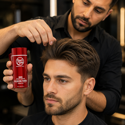 RedOne Premium Powder Wax Red 20g used to style hair