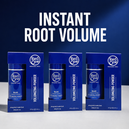 RedOne Volumizing Hair Powder Blue 20g three-pack with instant root volume benefit text