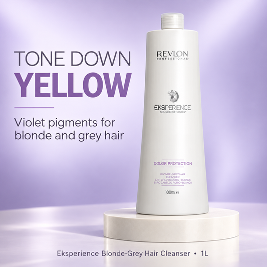 Eksperience Blonde-Grey Hair Cleanser1L — violet pigments tone down yellow