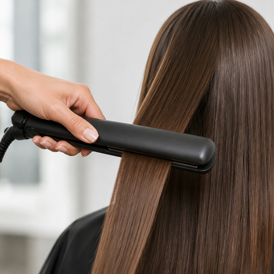 Revlon Lissaver heat-protectant styling with a flat iron