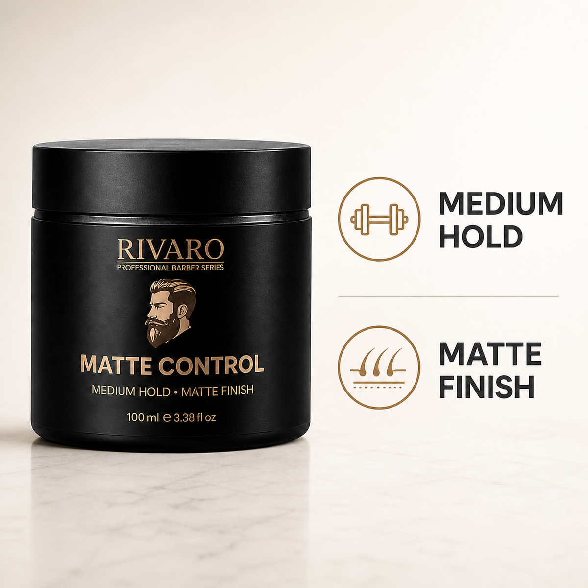 Rivaro Matt Control Hair Wax 100ml matte styling presentation