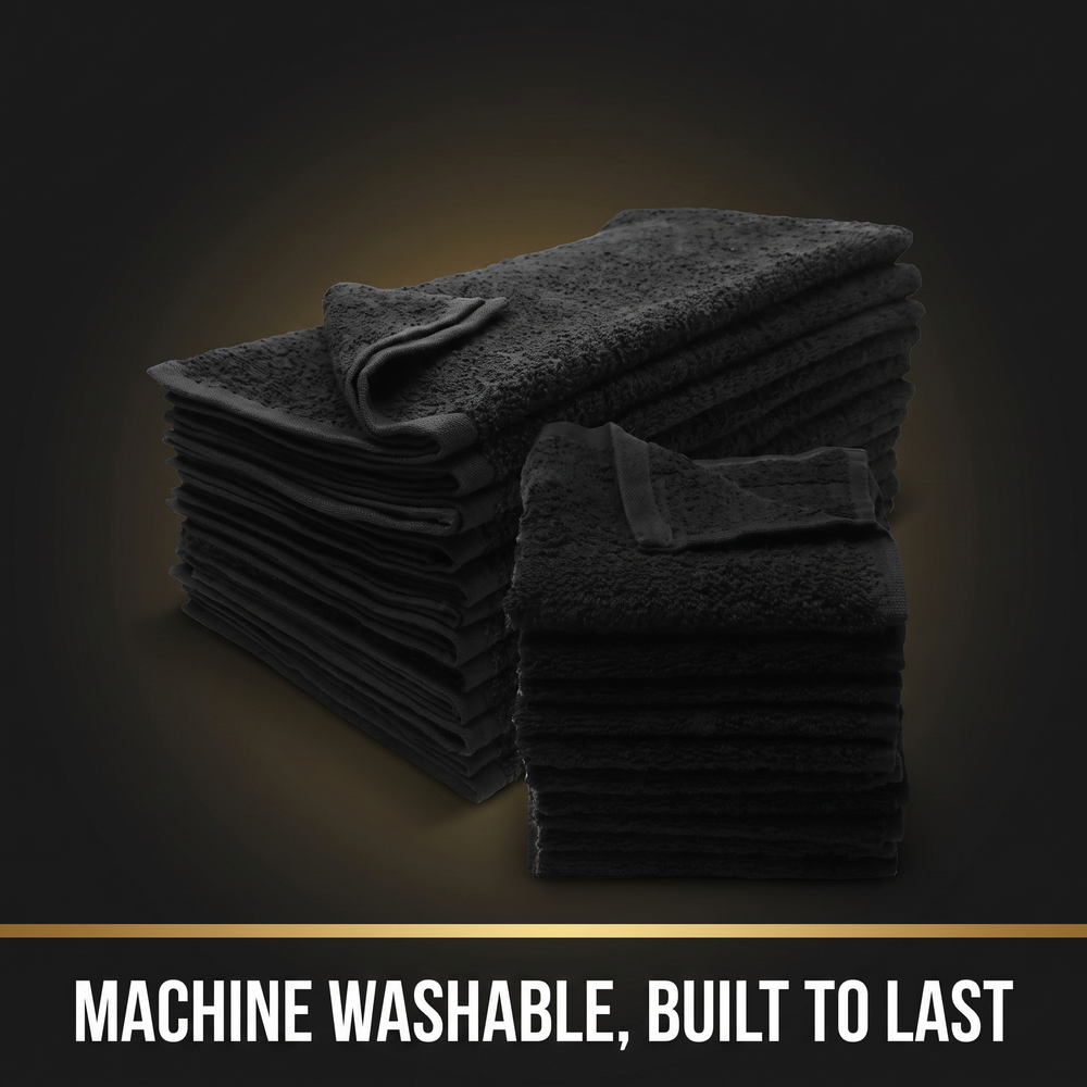Salon & Co Black Salon Towels, machine washable and built to last