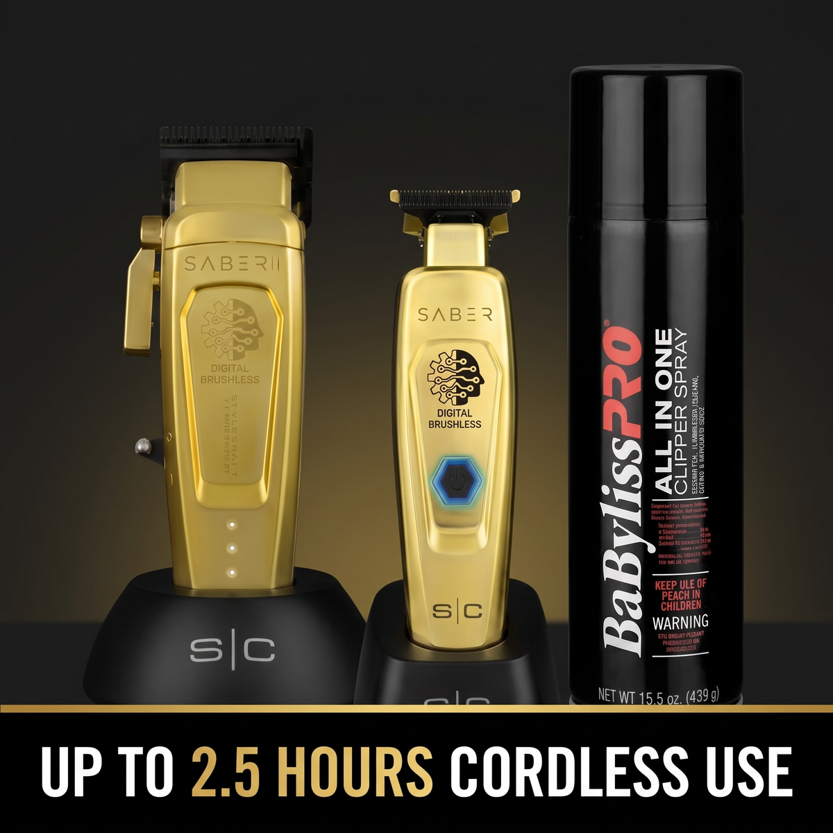 Saber Clipper & Trimmer Trio - up to 2.5 hours cordless use