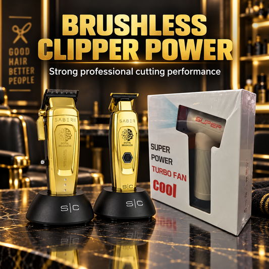 Saber Clipper T-Trimmer and Super Turbo Fan Trio – brushless clipper power