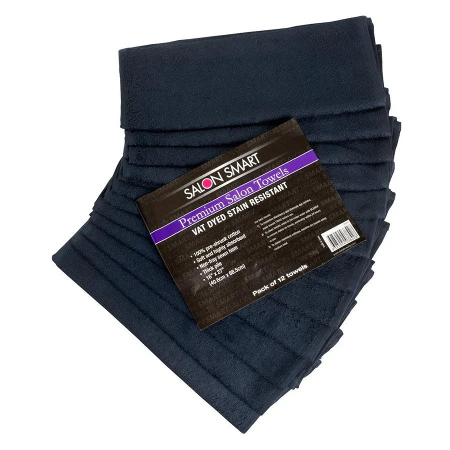 Salon Smart Premium Towels Black 12pc - MV hair and beauty