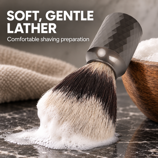 Shaving Brush Dark Iron Handle With Design — Soft, gentle lather