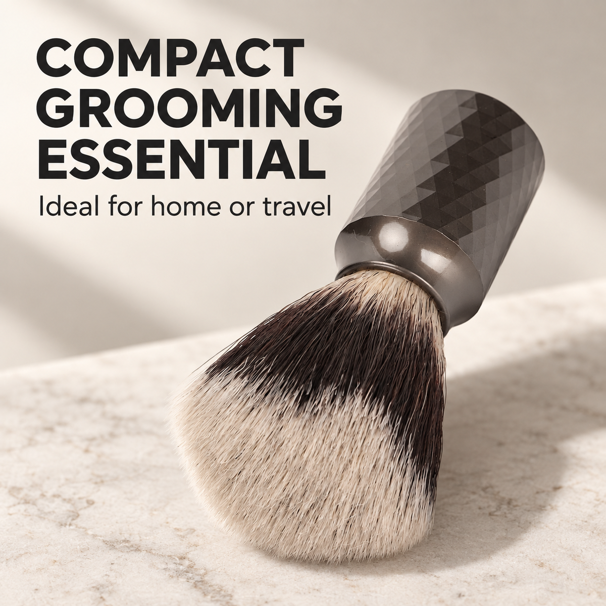 Shaving Brush Dark Iron Handle With Design — Compact grooming essential
