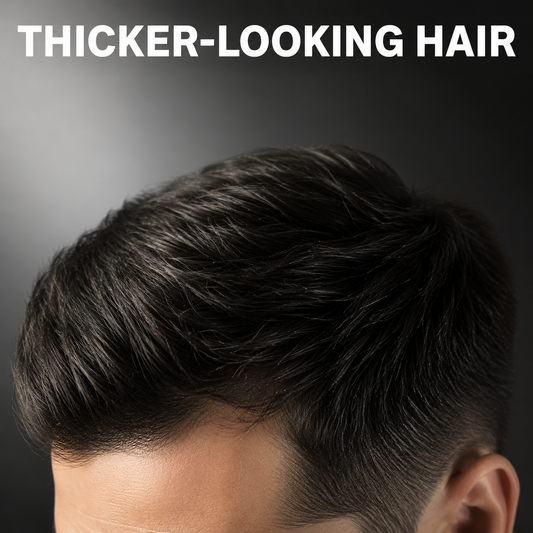 Generic illustration of thicker-looking dark hair for Sheffield Hair Thickener Spray