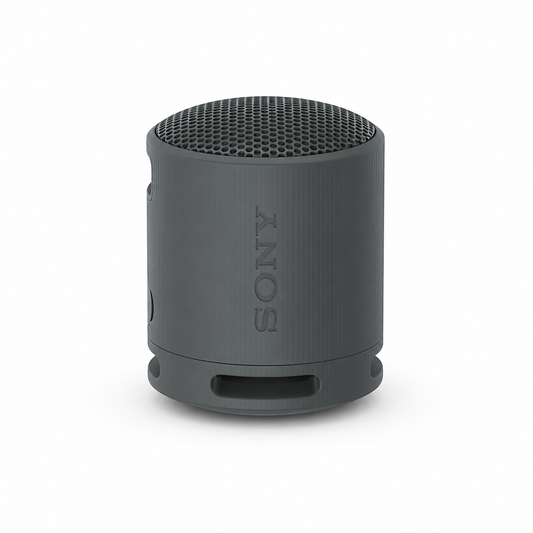 Sony SRS-XB100 portable Bluetooth speaker in Black on white background