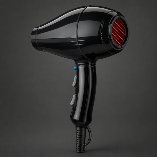 Speedy 5000 black hairdryer rear grille and handle control detail