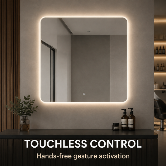 Square Touchless Tri-Colour LED Mirror – 90 x 90 cm - MV hair and beauty