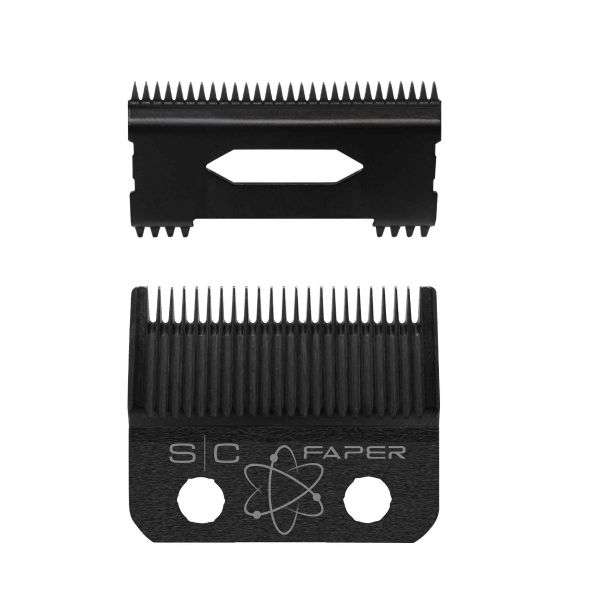 StyleCraft Replacement Fixed Black Diamond Carbon DLC Faper Hair Clipper Blade with Moving Black Diamond Carbon Slim Deep Tooth Cutter set - MV hair and beauty