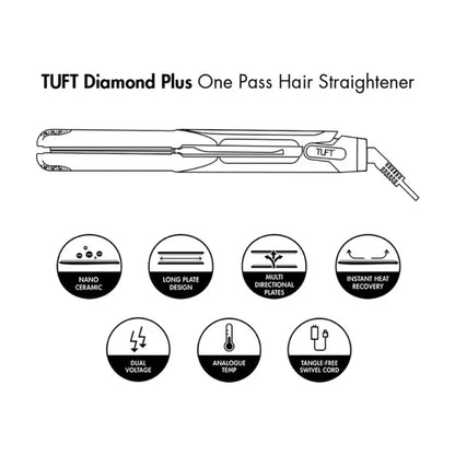 TUFT Diamond Plus 1 Inch Hair Straightener 200W 6608 Black - MV hair and beauty