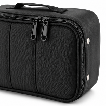 Toni&Guy black tool bag twin-zipper and fabric detail