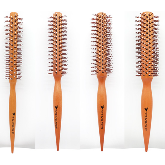 Four V-Sunbird orange round styling brush sizes