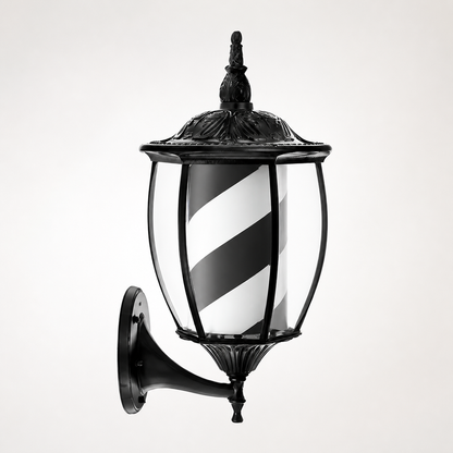 Vintage Black & White Barber Pole Light – 49 x 24cm full product view on a light studio background