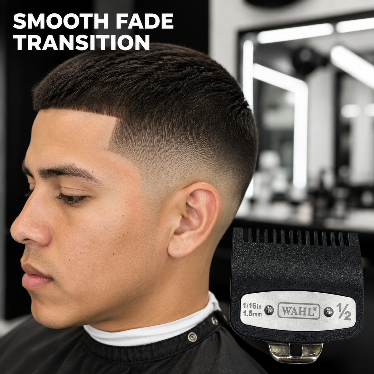 Smooth fade transition result using the Wahl 0.5 clipper guard