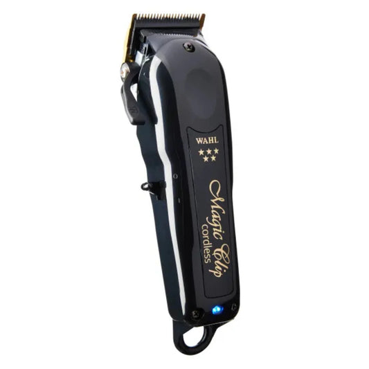 Wahl 5 Star Black Magic Clip black and gold three-quarter view