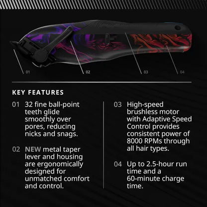 Wahl Vapor Space clipper key features including brushless motor and taper lever