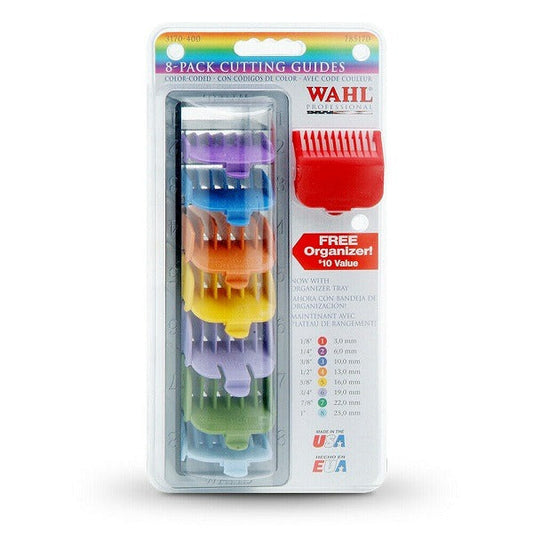 Wahl colour-coded guide comb pack #1–#8 with clear organiser