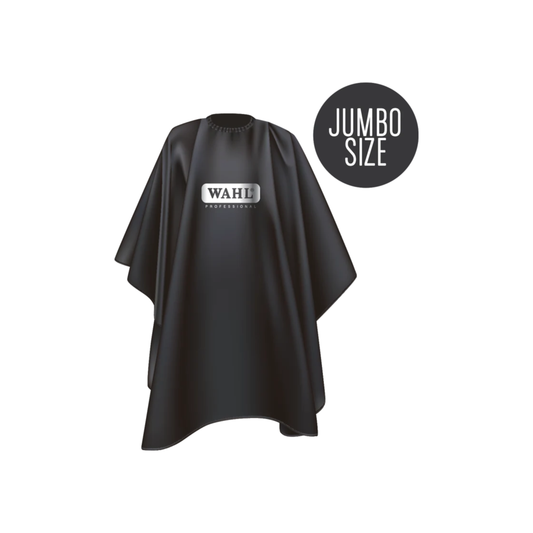 Wahl black barber cape showing adjustable snap closure