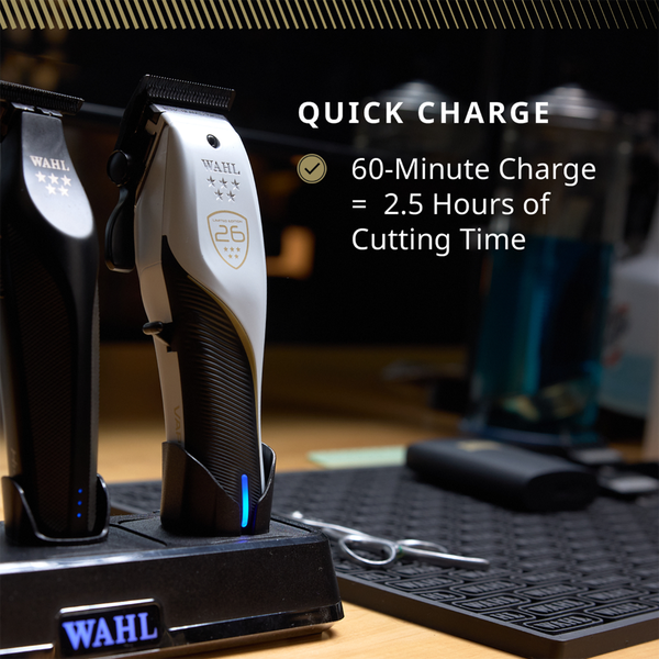 Wahl Vapor CE charging graphic showing 60-minute charge and 2.5-hour run time