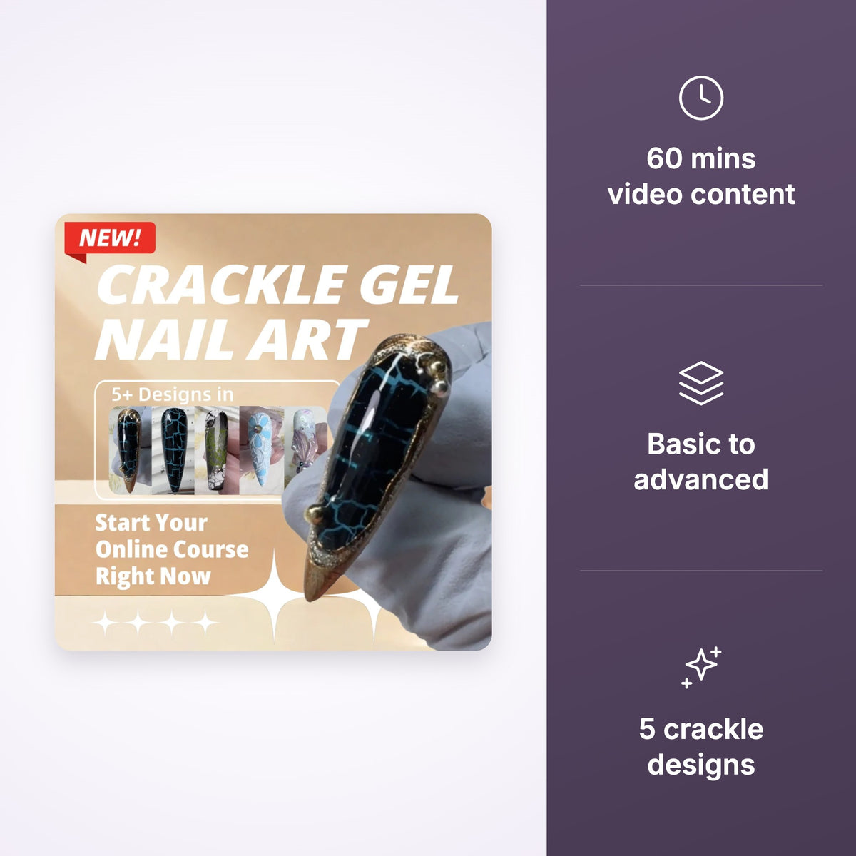 ACOS Crackle Gel Nail Art Short Course benefits graphic
