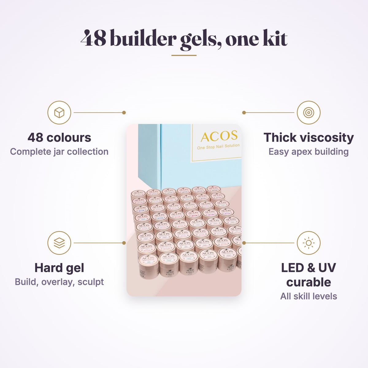ACOS Hema Free Builder Gel in a jar Collection Kit (48 Colours)