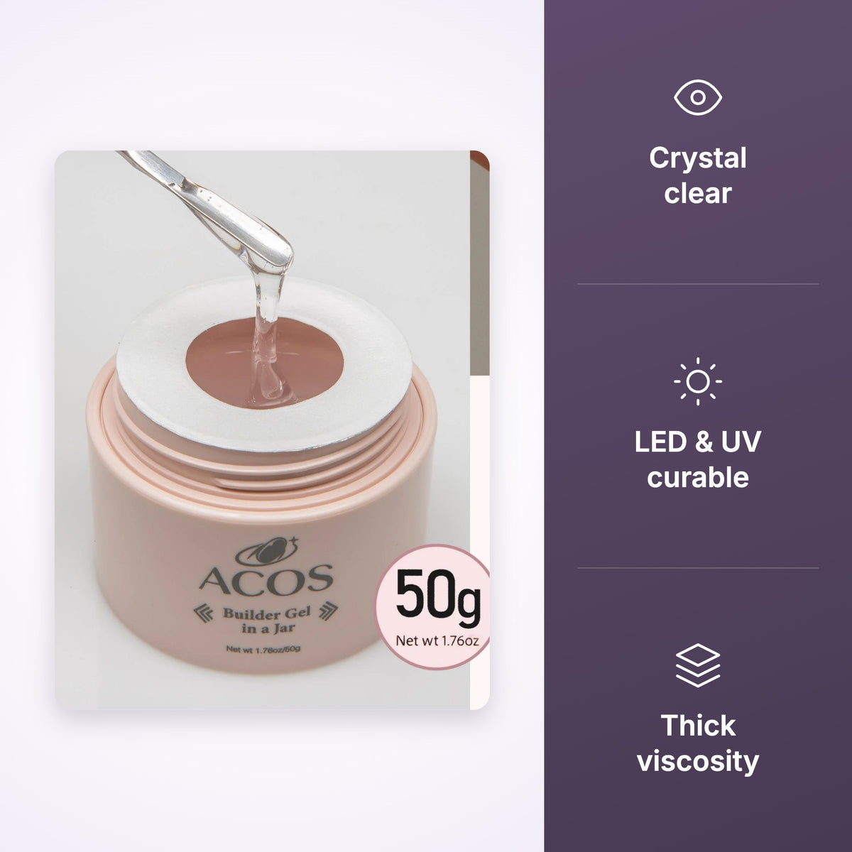 ACOS Hema Free Clear Builder Gel in a pot (50g)