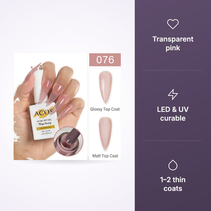ACOS Magic Beauty Gel Polish Colour TRANSPARENT PINK key benefits infographic