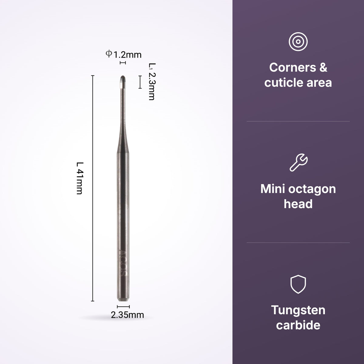 ACOS Mini Octagon Nail Drill Bit (Bit022) key benefits infographic