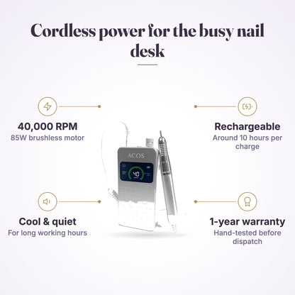 ACOS Premium High Quality Portable Brushless Rechargeable Nail Drill product features