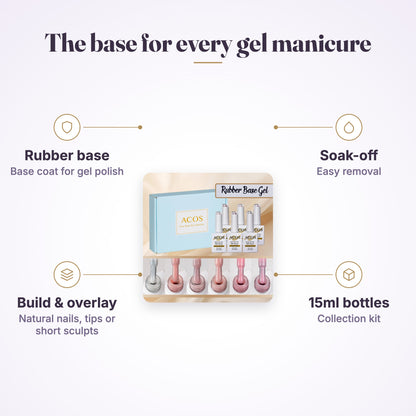 ACOS Rubber Base Soak Off Gel In A Bottle Collection Kit - MV Hair & Beauty