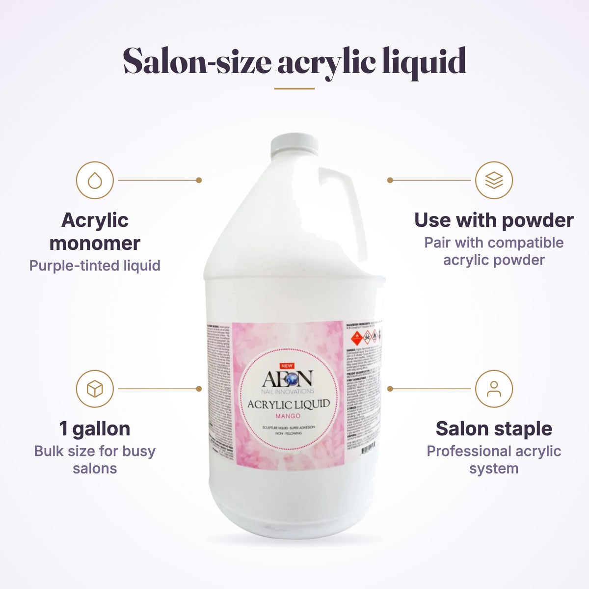 AEON acrylic liquid feature graphic: acrylic monomer, use with powder, 1 gallon, salon staple
