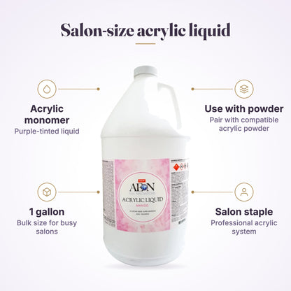AEON acrylic liquid feature graphic: acrylic monomer, use with powder, 1 gallon, salon staple